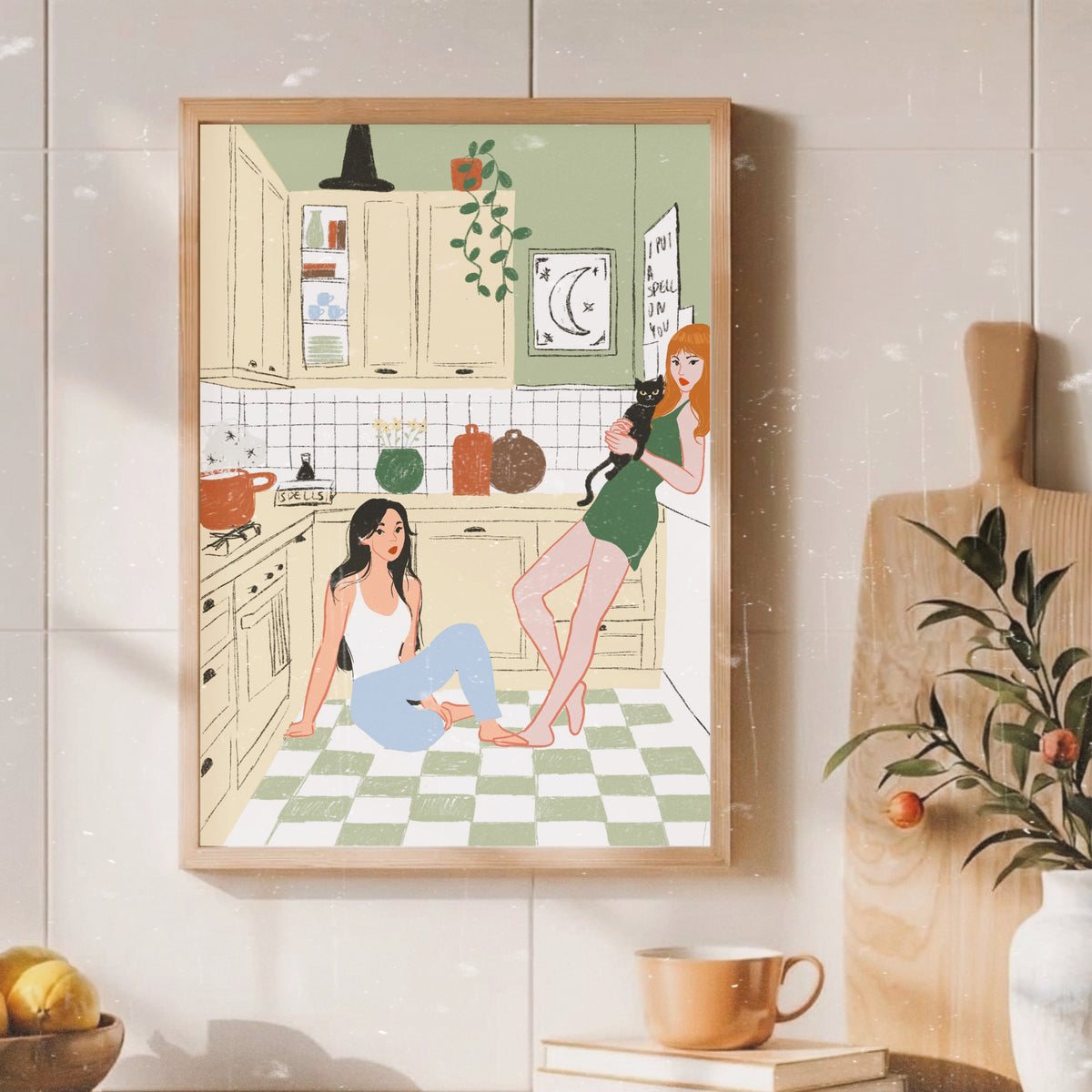 Lámina ilustración de Laniñabowie modelo "magic season" con ilustración inspirada en las hermanas Owens de la película Practical magic.