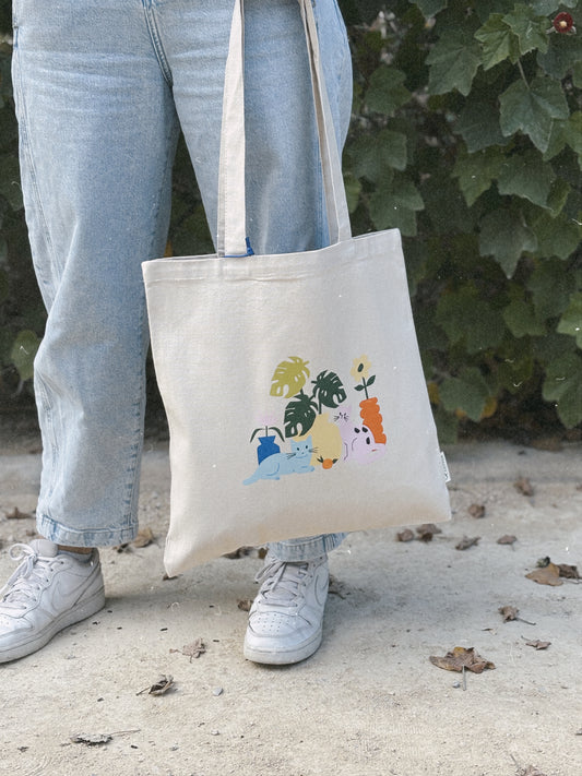 Tote bag Cats & plants